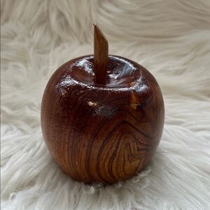 Handcrafted Wooden Apple Decor - Rich Brown
